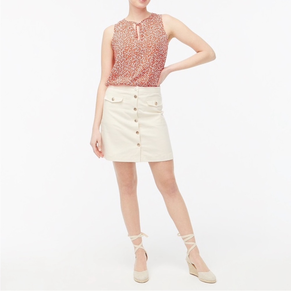 J. Crew Cream Ecru Linen Blend Button-Through A-Line Skirt